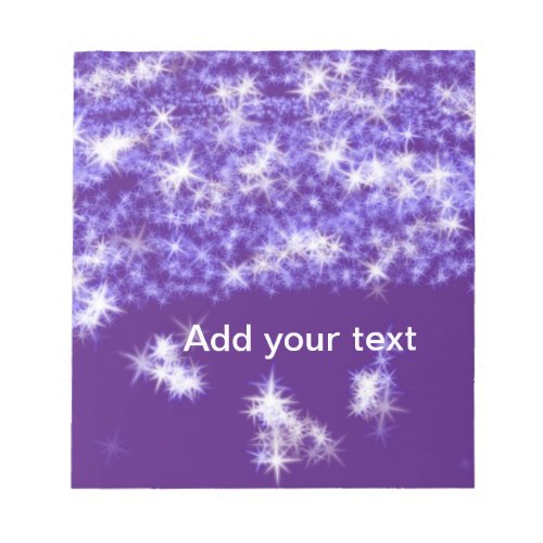 Simple purple glitter sparkle stars add your text  notepad