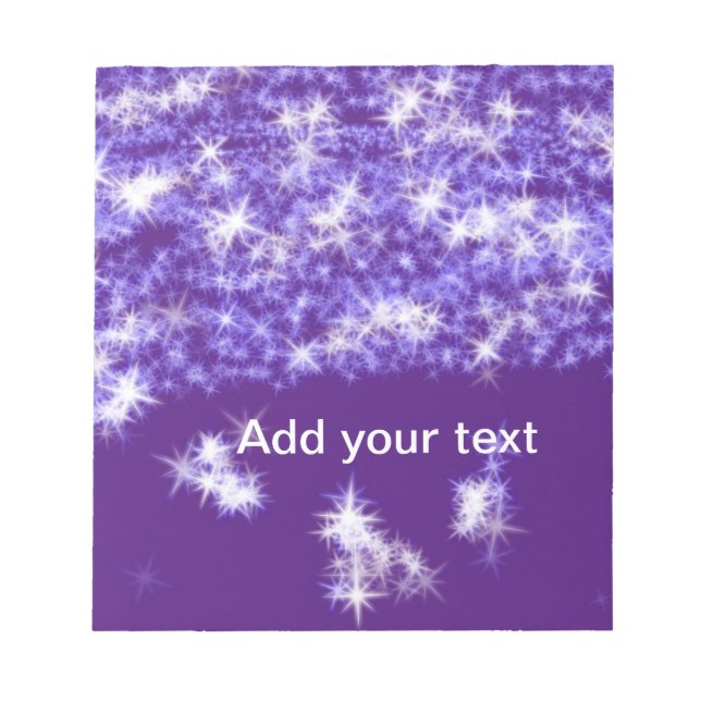 Simple purple glitter sparkle stars add your text  notepad (Front)