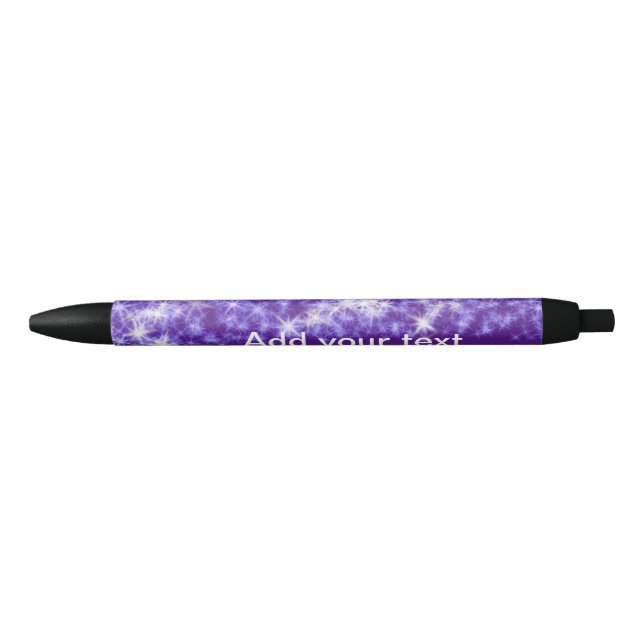 Simple purple glitter sparkle stars add your text  pen (Front)