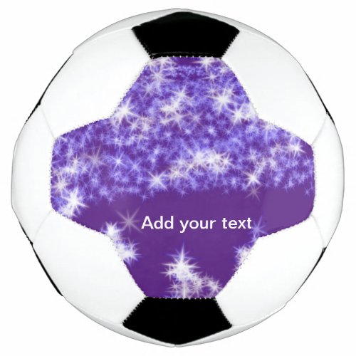 Simple purple glitter sparkle stars add your text  soccer ball