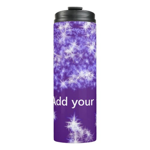 Simple purple glitter sparkle stars add your text  thermal tumbler