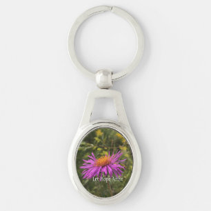 Simple Purple Gold Flower Inspirational Quote Keychain
