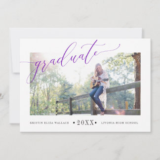 Simple Purple Graduation Announcements