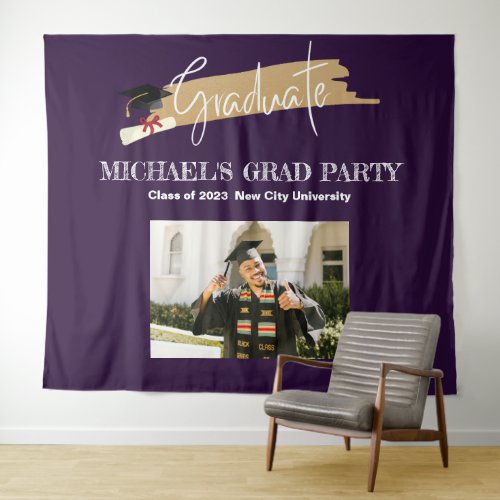 Simple Purple Graduation Photo Booth Backdrop