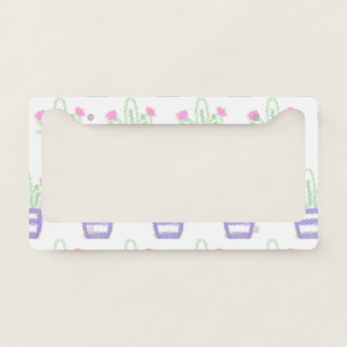 Simple purple green cactus glitter sparkle custom  license plate frame