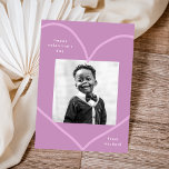 Simple Purple Heart Classroom Valentine's Day Card<br><div class="desc">Cute classroom Valentine's Day card featuring your square photo framed by a hand-drawn light purple heart on a purple background. Personalize the front of the photo Valentine's Day card by adding a custom greeting and your name. The card reverses to display a purple and white hand-drawn heart pattern.</div>