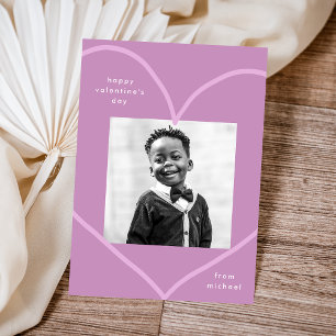 Simple Purple Heart Classroom Valentine's Day Card