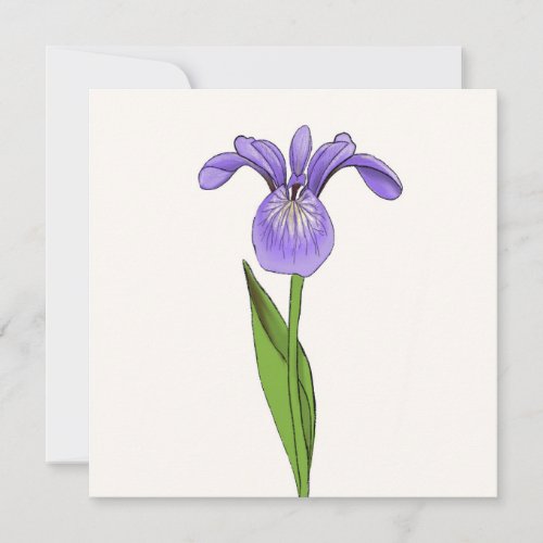 Simple Purple Iris Flower Blank Square Note Card