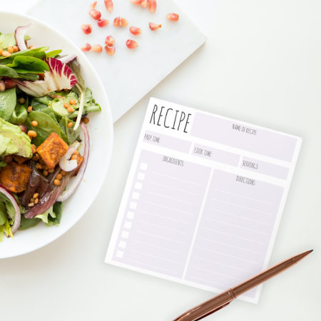 Simple Purple Lavender Blank Sheet Culinary Recipe