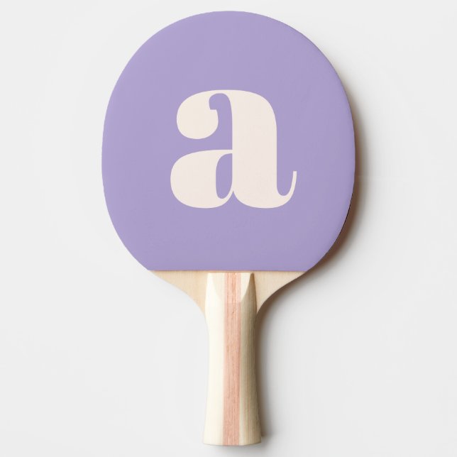 Simple Purple Lavender Bold Retro Monogram Initial Ping Pong Paddle (Front)