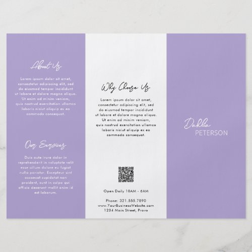 Simple Purple Lavender Contemporary QR Code Modern Flyer
