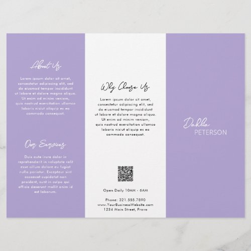 Simple Purple Lavender Contemporary QR Code Modern Flyer