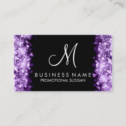 Simple Purple Lights Monogram Business Cards