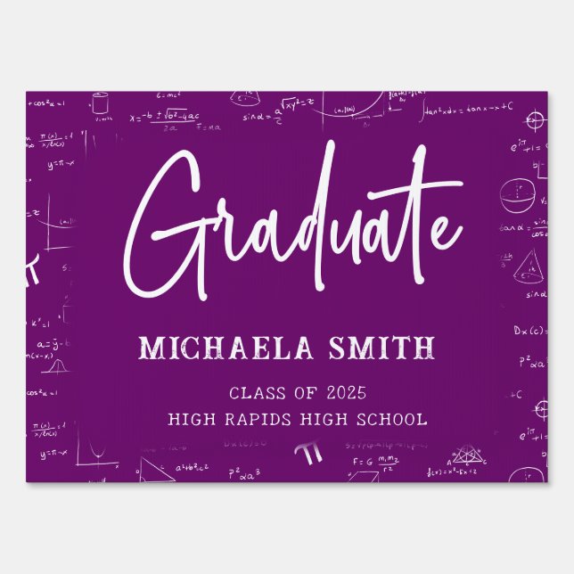 Simple Purple Math Graduation  Sign (Front)