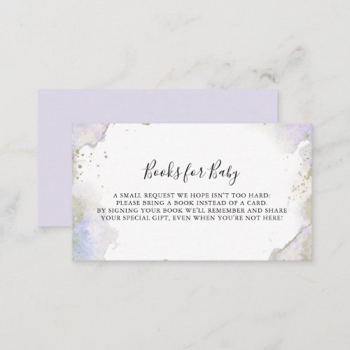 Simple Purple Minimalist Baby Shower Book Request Enclosure Card