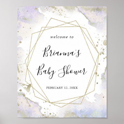 Simple Purple Minimalist Baby Shower Welcome Poster