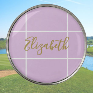 Simple purple minimalist custom name ladies golf ball marker