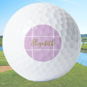 Simple purple minimalist custom name ladies  golf balls