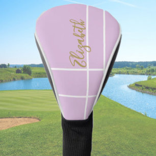 Simple purple minimalist custom name ladies golf head cover