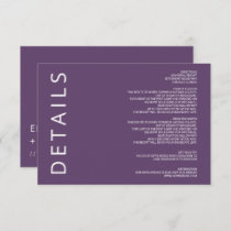 Simple Purple Modern Minimalist Wedding Enclosure Card