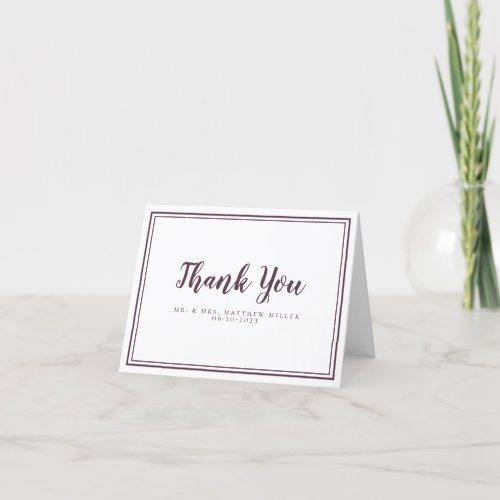 Simple Purple Modern Wedding Minimalist Stylish    Thank You Card