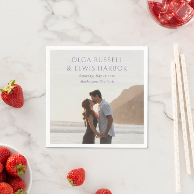 Simple Purple Modern Wedding Napkins (Insitu)