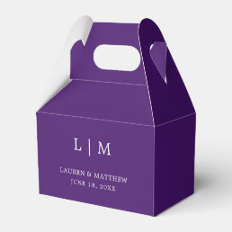 Simple Purple Monogram Elegant Wedding Favor Boxes