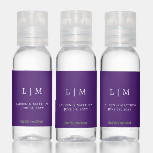 Simple Purple Monogram Elegant Wedding Hand Sanitizer