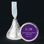 Simple Purple Monogram Elegant Wedding Hershey®'s Kisses®<br><div class="desc">Simple Wedding Favor Hershey's Kisses featuring an elegant and timeless design with your two letter monogram, names and wedding date. All design elements are in white over a royal purple background and may be changed in the design editing tool. A clean and classic design perfect for a couple who wants...</div>
