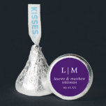 Simple Purple Monogram Elegant Wedding Hershey®'s Kisses®<br><div class="desc">Simple Wedding Favor Hershey's Kisses featuring an elegant and timeless design with your two letter monogram, names and wedding date. All design elements are in white over a royal purple background and may be changed in the design editing tool. A clean and classic design perfect for a couple who wants...</div>