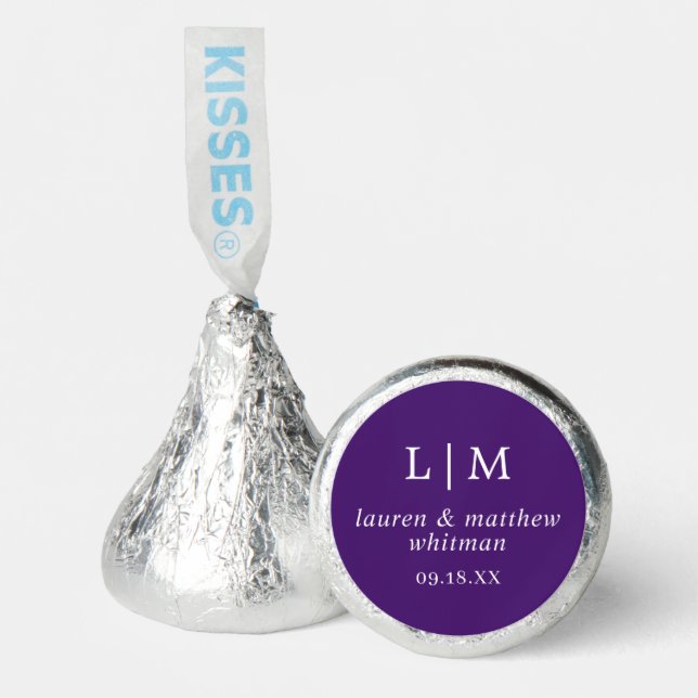 Simple Purple Monogram Elegant Wedding Hershey®'s Kisses® (Front)