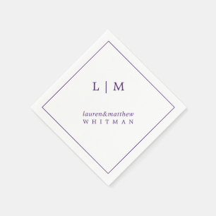 Simple Purple Monogram Elegant Wedding Napkins