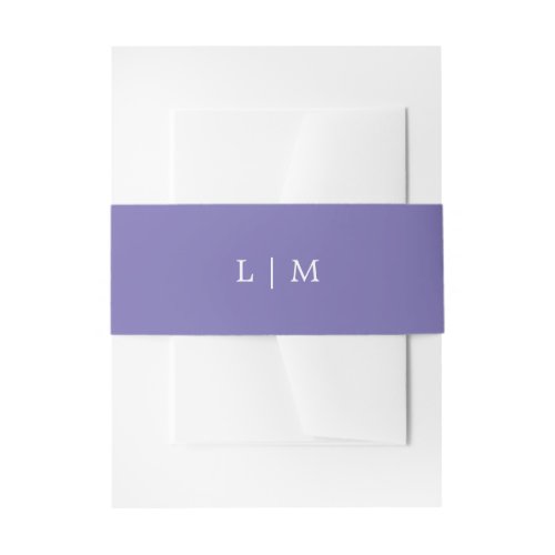 Simple Purple Monogram Minimal Elegant Wedding Invitation Belly Band