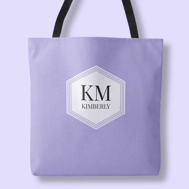 Simple Purple Monogram Modern Personalized Name Tote Bag (Simple Purple Monogram Modern Personalized Name Tote Bag)