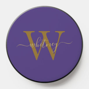 Simple Purple Monogram Name & Initial Purple PopSocket