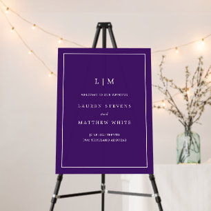 Simple Purple Monogram Wedding Welcome Sign