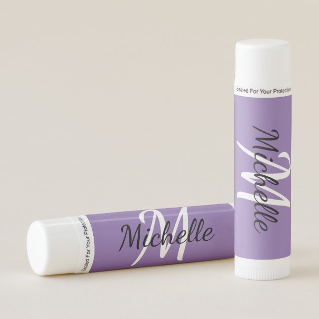 Simple Purple Monogrammed Lip Balm (Front)