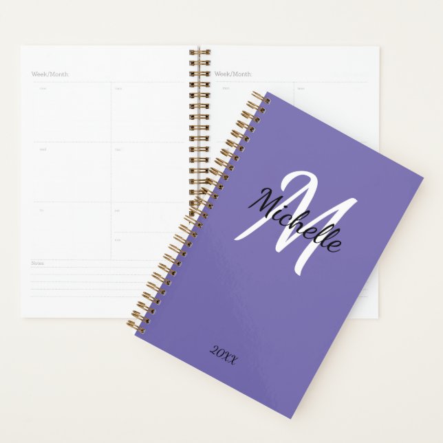 Simple Purple Monogrammed Planner (Display)