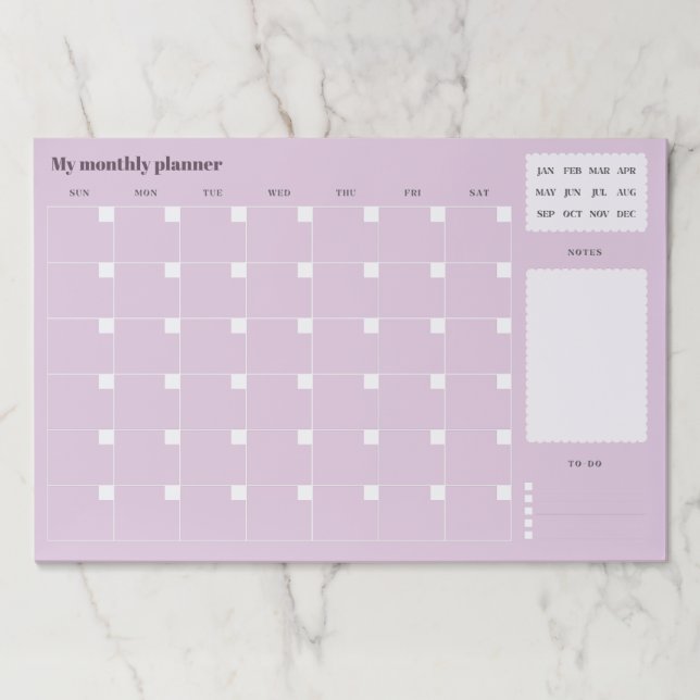 Simple purple Monthly Planner Paper Pad (Front)