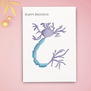Simple Purple Neuron Myelin Happy Birthday Card