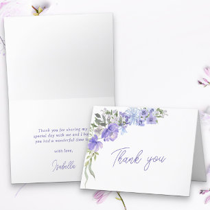Simple Purple Peri Floral Letterpress Thank You Card