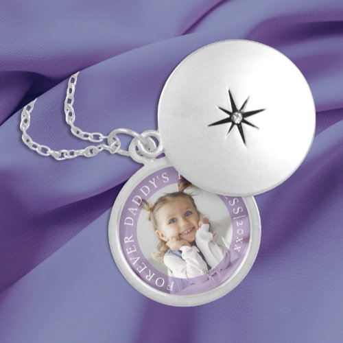 Simple Purple Photo Daughter Girl Daddy's Princess Locket Necklace