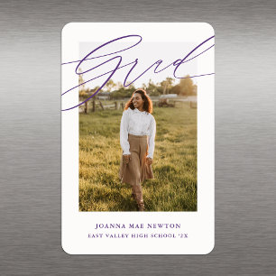 Simple Purple Photo Graduation Announcement Magnet