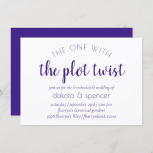 Simple Purple Script   One with Wedding Plot Twist Invitation