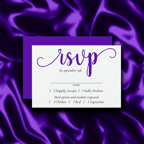 Simple Purple Script  Radiant Grape Entree Choice RSVP Card