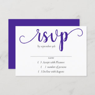 Simple Purple Script Radiant Grape Flourish RSVP Card