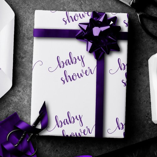 Simple Purple Script  Radiant Orchid Baby Shower Wrapping Paper
