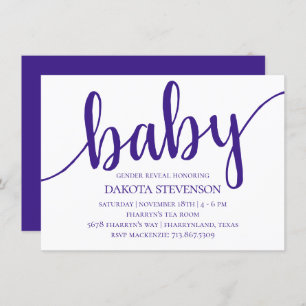 Simple Purple Script Royal Grape Baby Shower Invitation