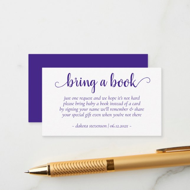 Simple Purple Shower | Electric Grape Bring a Book Enclosure Card (Front/Back In Situ)
