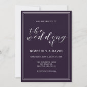 Simple Purple Silver Wedding Invitation (Front)